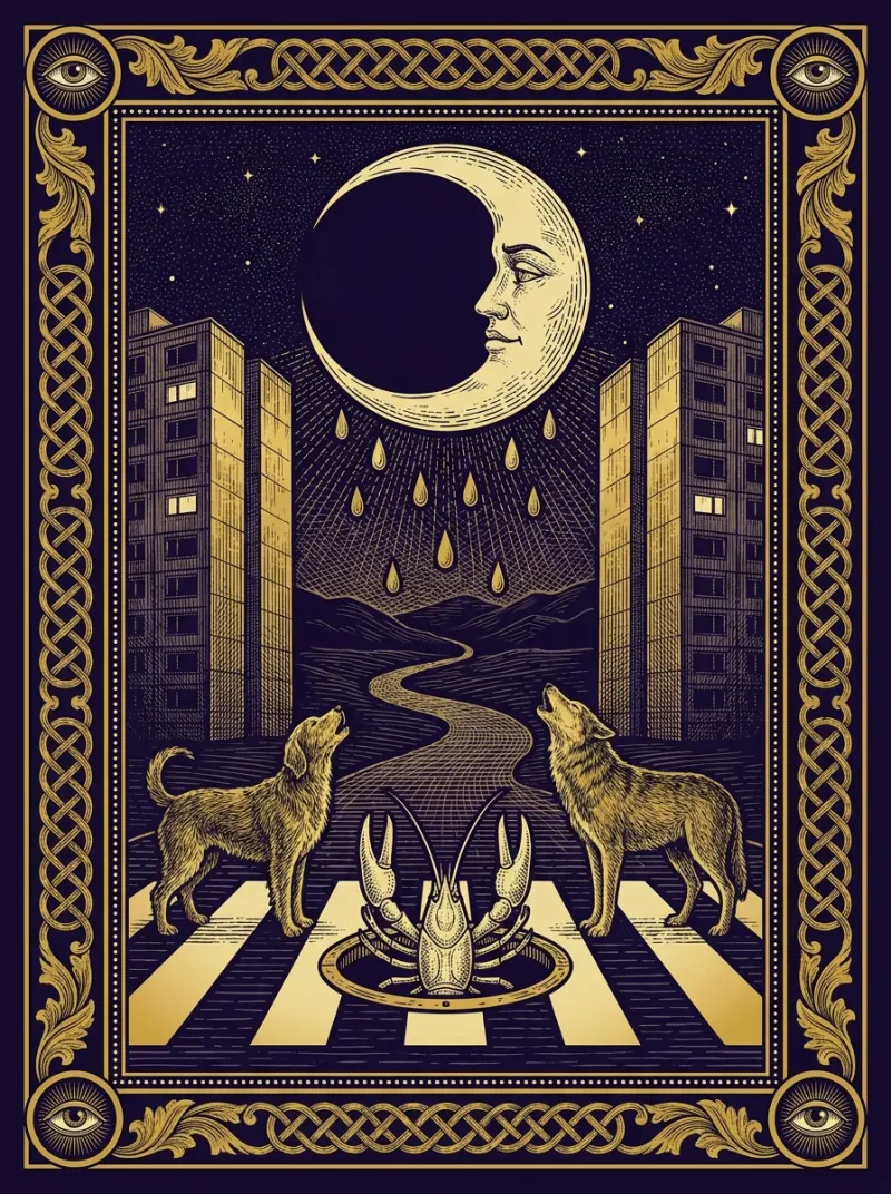 Tarotová karta Měsíc — ilustrace Ezometru