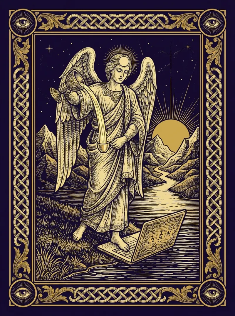 Tarotová karta Mírnost — ilustrace Ezometru