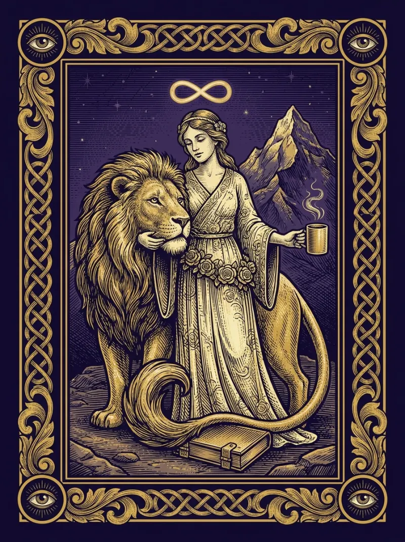 Tarotová karta Síla — ilustrace Ezometru