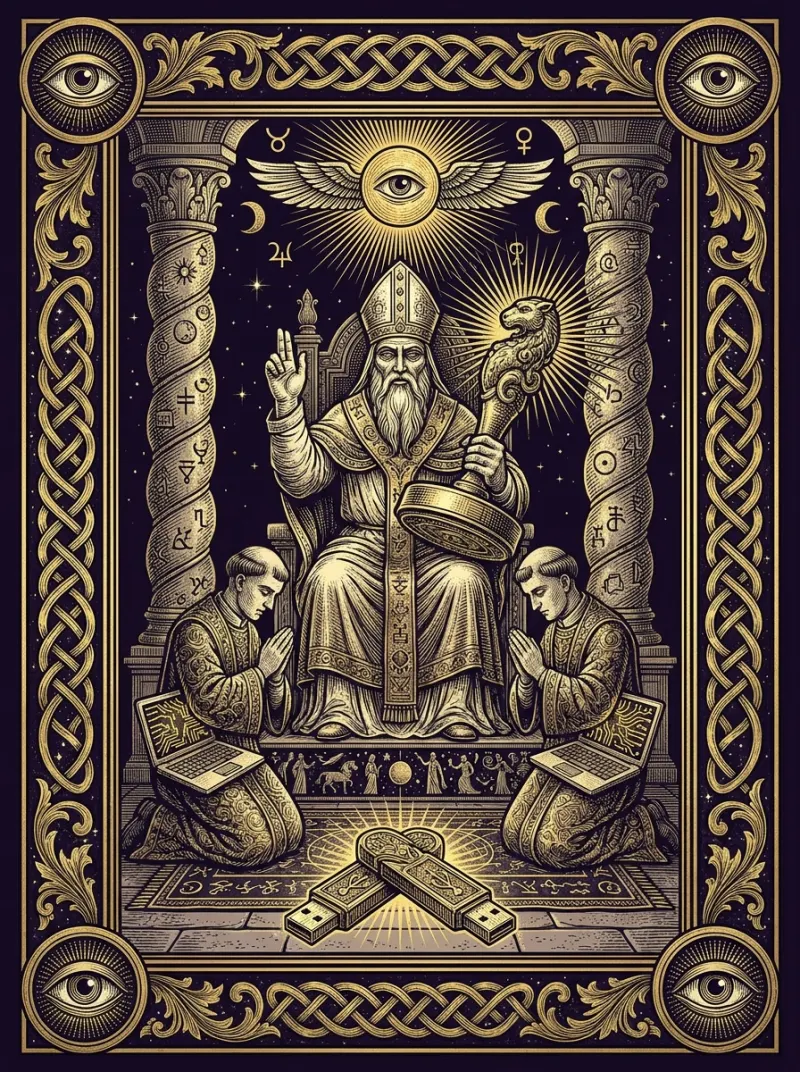 Tarotová karta Velekněz — ilustrace Ezometru